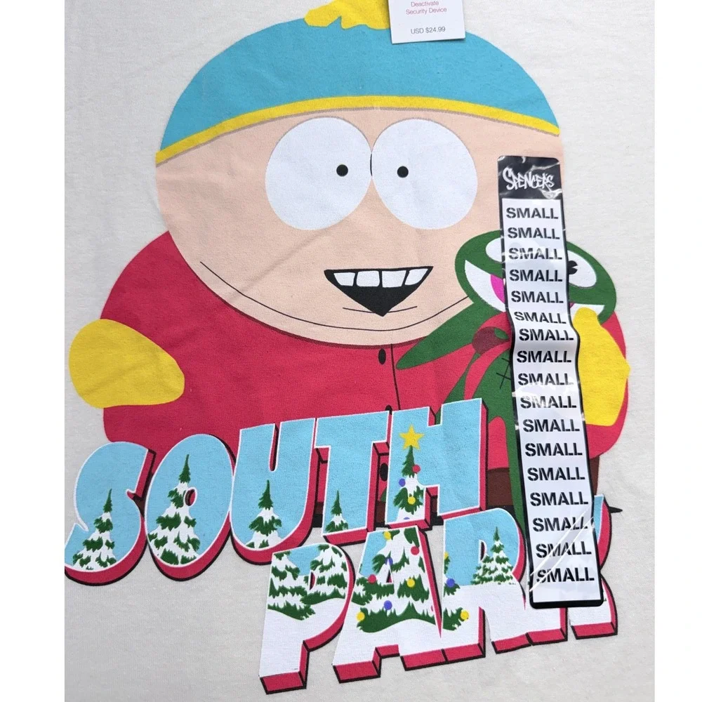 South Park Cartman Holiday Frog Toy Graphic T-Shirt Men Small Cream White